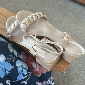 Chunky 1.5 inch nude heels